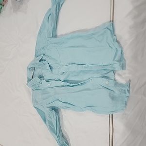 Aqua linen bpys button down shirt